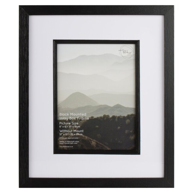 The Port Co Gallery Black Mounted Inlay Box Photo Frame 8 x 6 inch - Size: A5 - The Port. Co Gallery - Wilko - image 1
