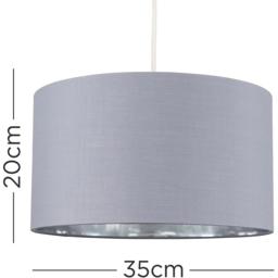 ValueLights Reni Grey and Metallic Chrome Medium Ceiling Drum Lamp Shade - Size: 35 x 20 x 35cm - Wilko - thumbnail 5