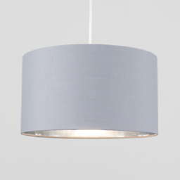 ValueLights Reni Grey and Metallic Chrome Medium Ceiling Drum Lamp Shade - Size: 35 x 20 x 35cm - Wilko - thumbnail 3