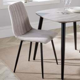 Core Products Aspen Set of 2 Natural and Black Straight Stitch Dining Chair - Brown - Wilko - thumbnail 1