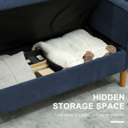 HOMCOM 2 Seater Blue Corduroy Sofa with Storage - Wilko - thumbnail 6
