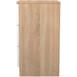 Crowndale Milan 3 Drawer White Gloss and Bardolino Oak Bedside Cabinet Ready Assembled - White Gloss & Bardolino Oak - Wilko - thumbnail 7