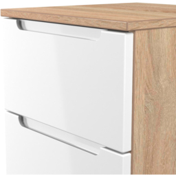 Crowndale Milan 3 Drawer White Gloss and Bardolino Oak Bedside Cabinet Ready Assembled - White Gloss & Bardolino Oak - Wilko - thumbnail 5
