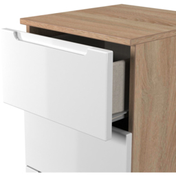 Crowndale Milan 3 Drawer White Gloss and Bardolino Oak Bedside Cabinet Ready Assembled - White Gloss & Bardolino Oak - Wilko - thumbnail 6