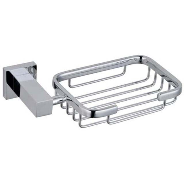 Nes Home Chrome Square Wall Mounted Soap Dish with Holder - Size: 5 x 18 x 10.5cm - Silver - Wilko - image 1