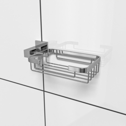 Nes Home Chrome Square Wall Mounted Soap Dish with Holder - Size: 5 x 18 x 10.5cm - Silver - Wilko - thumbnail 3