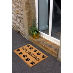 Eselle Astley Wipe Your Paws Printed Black Coir Door Mat 40 x 60cm - Size: 40 x 60 x 1.5cm - Brown - Wilko - thumbnail 6