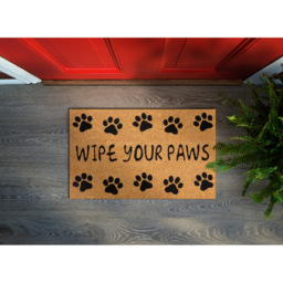 Eselle Astley Wipe Your Paws Printed Black Coir Door Mat 40 x 60cm - Size: 40 x 60 x 1.5cm - Brown - Wilko - thumbnail 3