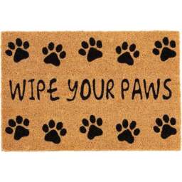 Eselle Astley Wipe Your Paws Printed Black Coir Door Mat 40 x 60cm - Size: 40 x 60 x 1.5cm - Brown - Wilko - thumbnail 1
