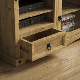 Vida Designs Corona Single Door Single Drawer Pine Entertainment Unit - Size: 40 x 100 x 51cm - Brown - Wilko - thumbnail 6
