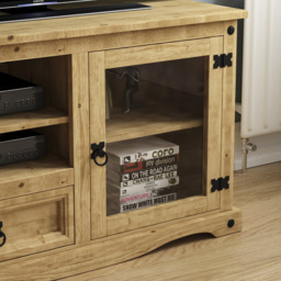 Vida Designs Corona Single Door Single Drawer Pine Entertainment Unit - Size: 40 x 100 x 51cm - Brown - Wilko - thumbnail 5