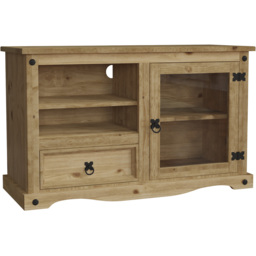 Vida Designs Corona Single Door Single Drawer Pine Entertainment Unit - Size: 40 x 100 x 51cm - Brown - Wilko - thumbnail 3