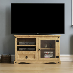 Vida Designs Corona Single Door Single Drawer Pine Entertainment Unit - Size: 40 x 100 x 51cm - Brown - Wilko - thumbnail 7