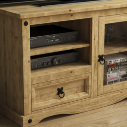 Vida Designs Corona Single Door Single Drawer Pine Entertainment Unit - Size: 40 x 100 x 51cm - Brown - Wilko - thumbnail 4
