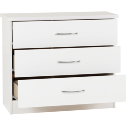 Seconique Nevada 3 Drawer White Gloss Chest of Drawers - Wilko - thumbnail 5