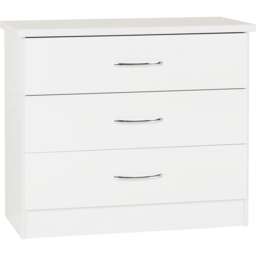 Seconique Nevada 3 Drawer White Gloss Chest of Drawers - Wilko - thumbnail 3