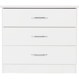 Seconique Nevada 3 Drawer White Gloss Chest of Drawers - Wilko - thumbnail 4