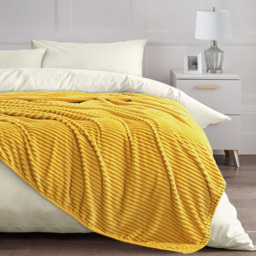 Velosso Ochre Plain Corduroy Throw 150 x 200cm - Size: 150 x 200 x 1cm - Wilko - thumbnail 5