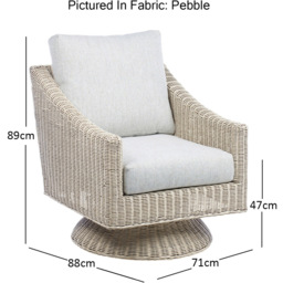 Desser Dijon Natural Rattan Pebble Fabric Swivel Chair - Size: Single - Grey - Wilko - thumbnail 6