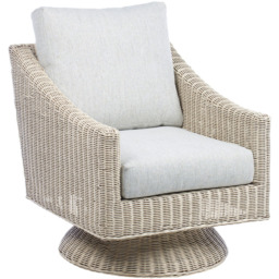 Desser Dijon Natural Rattan Pebble Fabric Swivel Chair - Size: Single - Grey - Wilko - thumbnail 3