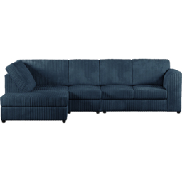 Luxor 4 Seater Navy Blue Jumbo Cord Left Hand Facing Full Back L Shaped Corner Sofa Set - Wilko - thumbnail 3