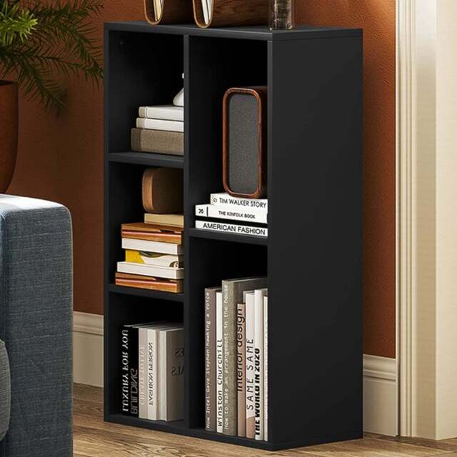 HOMCOM 5 Shelf Black Bookshelf - Size: 80 x 24 x 50cm - Wilko - image 1