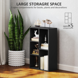 HOMCOM 5 Shelf Black Bookshelf - Size: 80 x 24 x 50cm - Wilko - thumbnail 5