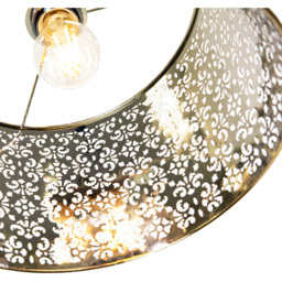 Happy Homewares Shiny Gold Metal Marrakech Pendant Shade with Floral Decoration - Size: 19 x 29 x 29cm - Wilko - thumbnail 5