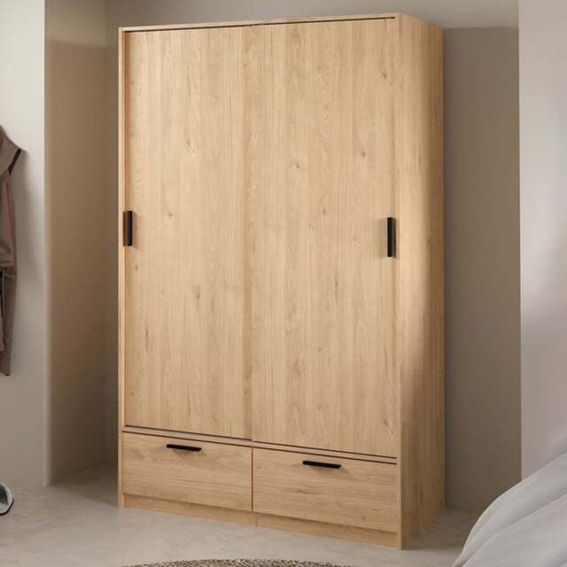 Florence Line 2 Door 2 Drawer Jackson Hickory Oak Wardrobe - Size: 2 Door, 2 Drawer - Brown - Furniture to Go - Wilko - image 1