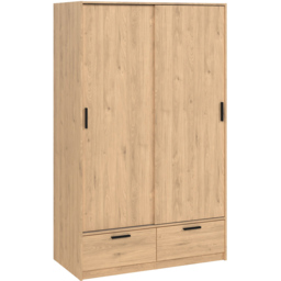 Florence Line 2 Door 2 Drawer Jackson Hickory Oak Wardrobe - Size: 2 Door, 2 Drawer - Brown - Furniture to Go - Wilko - thumbnail 3