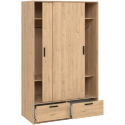 Florence Line 2 Door 2 Drawer Jackson Hickory Oak Wardrobe - Size: 2 Door, 2 Drawer - Brown - Furniture to Go - Wilko - thumbnail 5