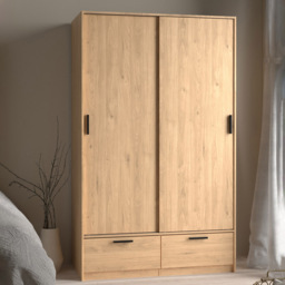 Florence Line 2 Door 2 Drawer Jackson Hickory Oak Wardrobe - Size: 2 Door, 2 Drawer - Brown - Furniture to Go - Wilko - thumbnail 7
