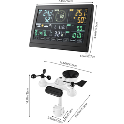 Living and Home Digital Colour Digital Weather Station with 7-in-1 Outdoor Sensor - Size: 12.6 x 19 x 2.7cm - White - Wilko - thumbnail 4