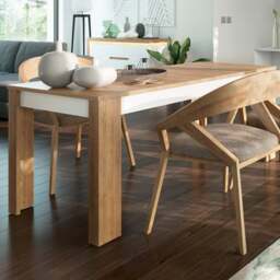 Florence Lyon 6 Seater 140 to 180cm Extending Dining Table Riviera Oak and White - Multi - Furniture to Go - Wilko - thumbnail 1
