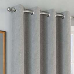 Enhanced Living Grey Herringbone Blackout Eyelet Thermal Curtains 117 x 183cm - Size: W 117 x D 183cm - Wilko - thumbnail 3