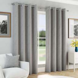 Enhanced Living Grey Herringbone Blackout Eyelet Thermal Curtains 117 x 183cm - Size: W 117 x D 183cm - Wilko - thumbnail 1