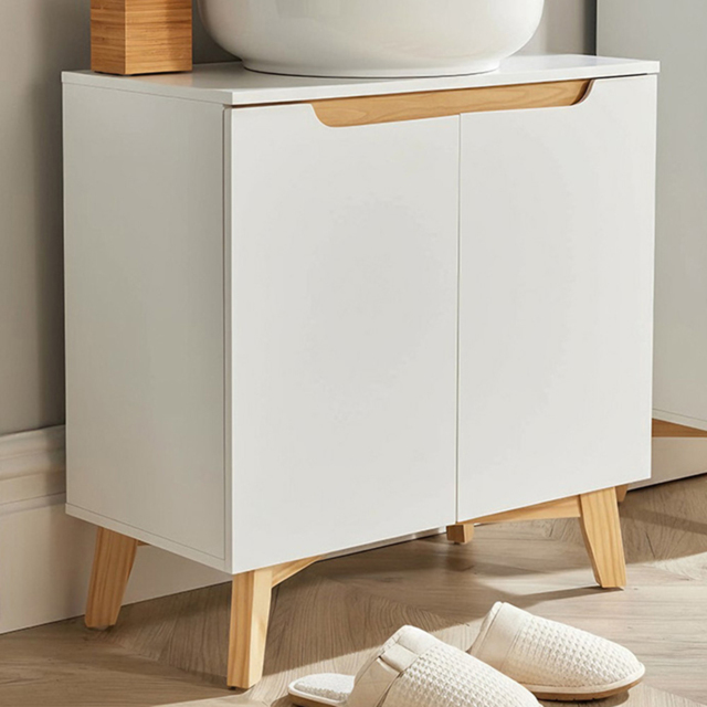 Home Source Florence 2 Door White Under Sink Cabinet - Size: 60 x 60 x 30cm - white and wood - Wilko - image 1