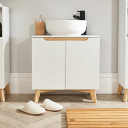 Home Source Florence 2 Door White Under Sink Cabinet - Size: 60 x 60 x 30cm - white and wood - Wilko - thumbnail 6