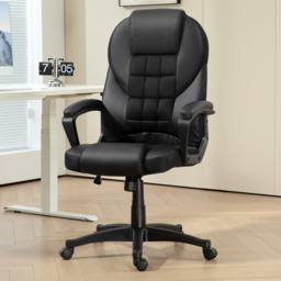 Portland Black Executive Office Chair with High Back and Armrests - Size: 120 x 69 x 65cm - Wilko