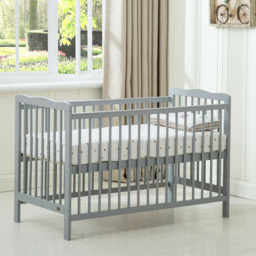 Brooklyn Grey Height Adjustable Wooden Baby Cot Crib with Mattress - Size: 85 x 125 x 66cm - MCC - Wilko - thumbnail 5