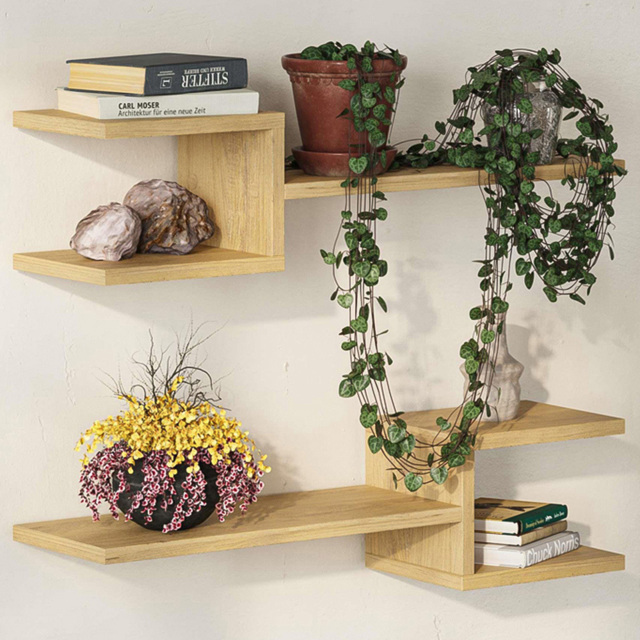 Decortie Fork Oak Modern Floating Shelf Set of 2 - Size: 18.2 x 75 x 19.6cm - Cream - Wilko - image 1