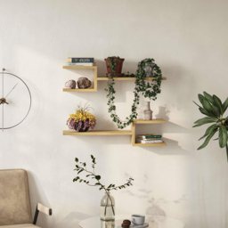 Decortie Fork Oak Modern Floating Shelf Set of 2 - Size: 18.2 x 75 x 19.6cm - Cream - Wilko - thumbnail 5
