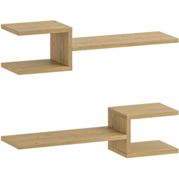 Decortie Fork Oak Modern Floating Shelf Set of 2 - Size: 18.2 x 75 x 19.6cm - Cream - Wilko - thumbnail 3