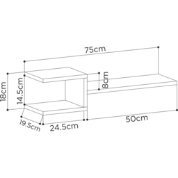 Decortie Fork Oak Modern Floating Shelf Set of 2 - Size: 18.2 x 75 x 19.6cm - Cream - Wilko - thumbnail 7
