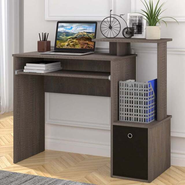 Portland Compact Computer Desk with Sliding Keyboard Grey - Size: 100 x 40 x 86cm - Wilko - image 1