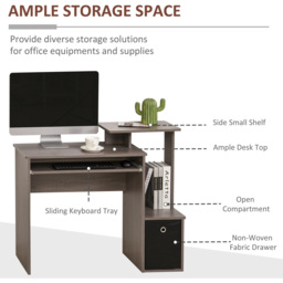 Portland Compact Computer Desk with Sliding Keyboard Grey - Size: 100 x 40 x 86cm - Wilko - thumbnail 4