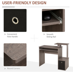 Portland Compact Computer Desk with Sliding Keyboard Grey - Size: 100 x 40 x 86cm - Wilko - thumbnail 6