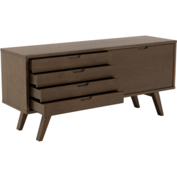 Florence A Line 4 Drawer Smoked Oak Sideboard with Sliding Door - Brown - Furniture To Go - Wilko - thumbnail 6