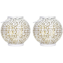 ValueLight Solar White Sphere Outdoor Lantern 2 Pack - Size: 26.5 x 18.5 x 18.5cm - ValueLights - Wilko - thumbnail 1