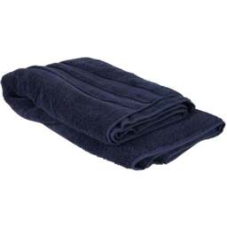 Turkish Cotton Navy Terry Dobby Bath Towel - Wilko - thumbnail 1